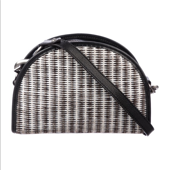 HP🌈REBECCA MINKOFF LeatherTrimmed Straw Crossbody - Picture 3 of 8